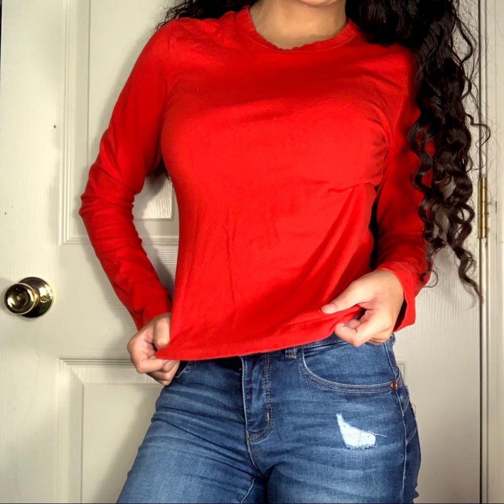 light red soft long sleeve shirt